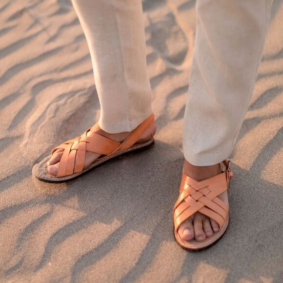 Alex Crane Men\'s Tan Leather Sandals main image 10